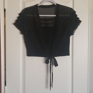 Loft black ruffled shrug